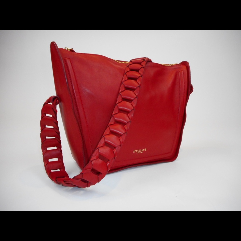 Derek Lam Large Red Leather Bucket Bag